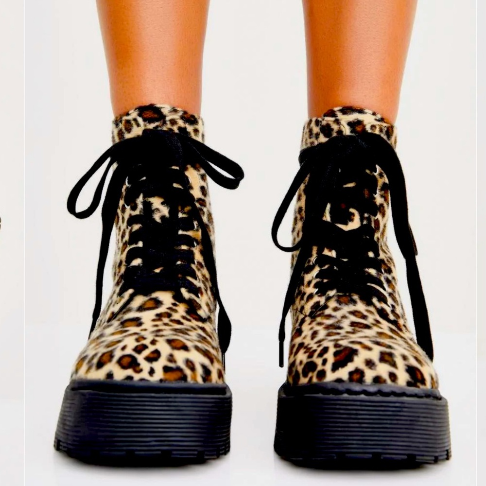Current Mood Leopard Combat Boots